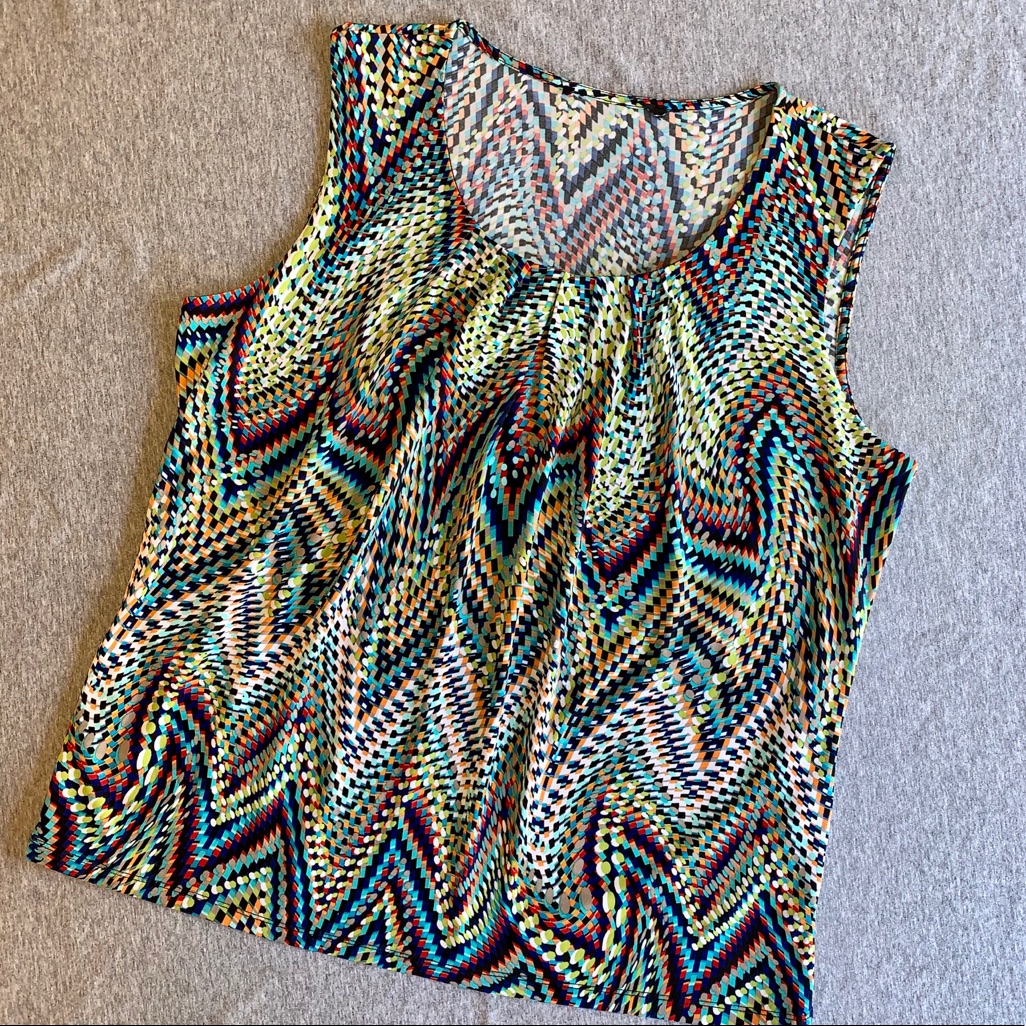 Multicolor Poly/Elastane Sleeveless Shell, Large